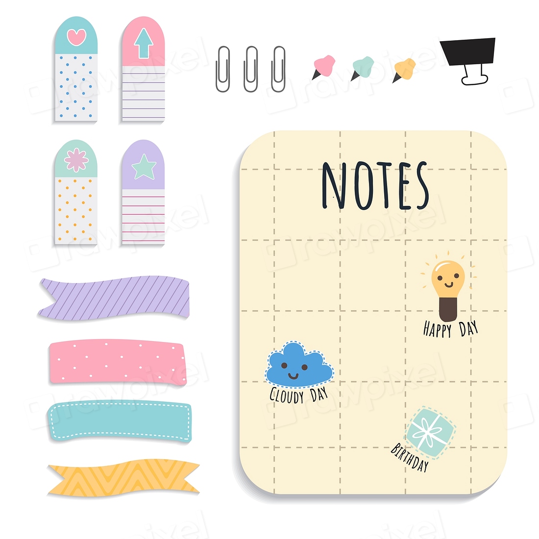 Cute Sticky Note Papers Printable Premium Vector Rawpixel