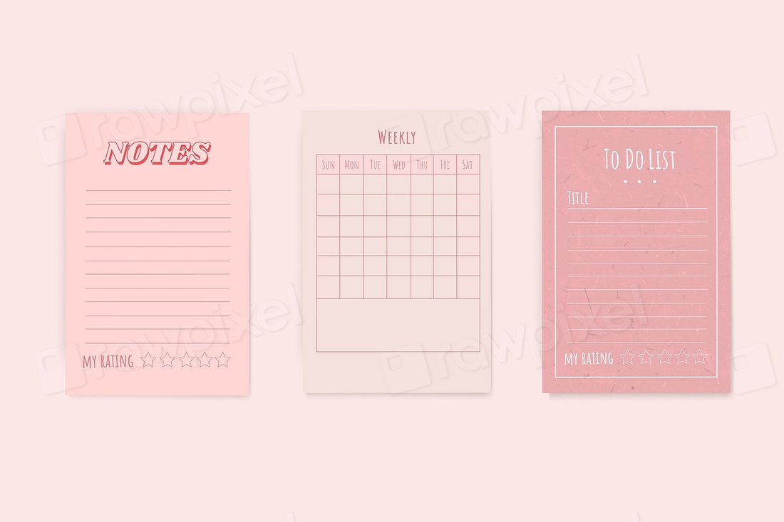 Pink Notepad Planner Set Vector Premium Vector Rawpixel