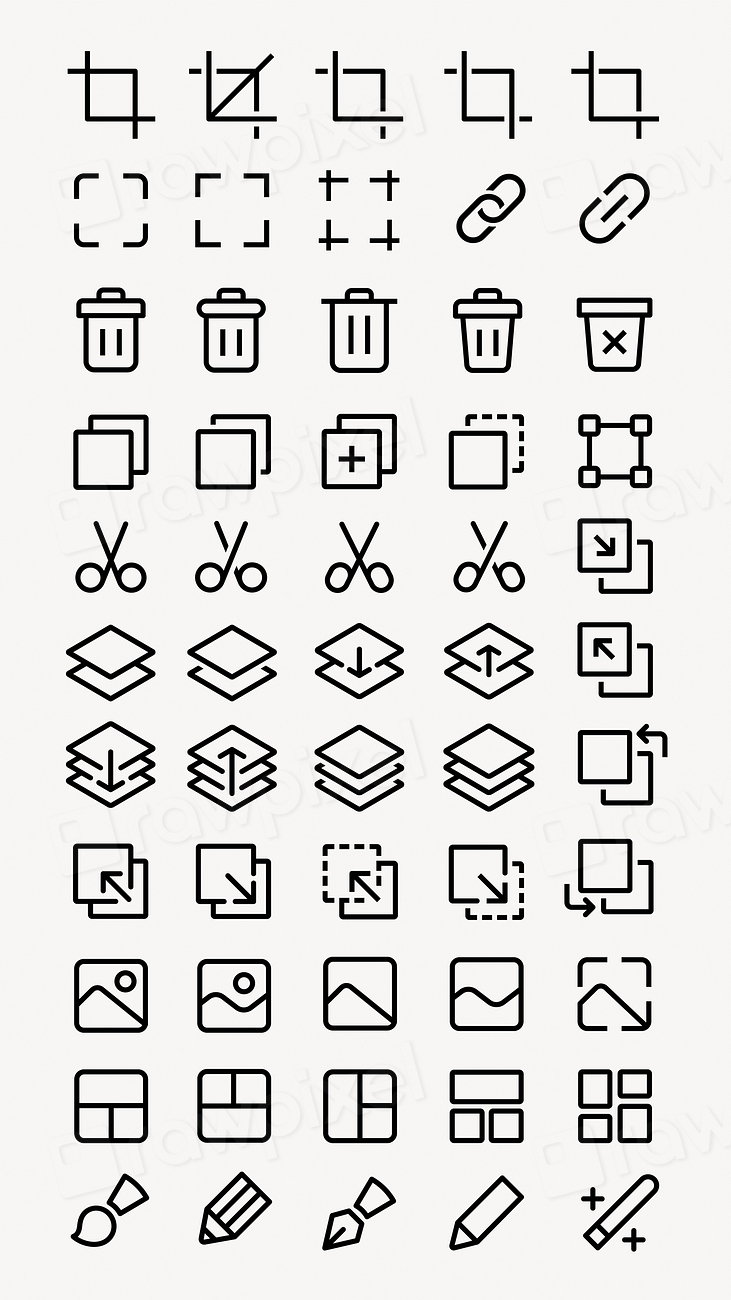 Set Editing Icons Crop Delete Premium Vector Rawpixel