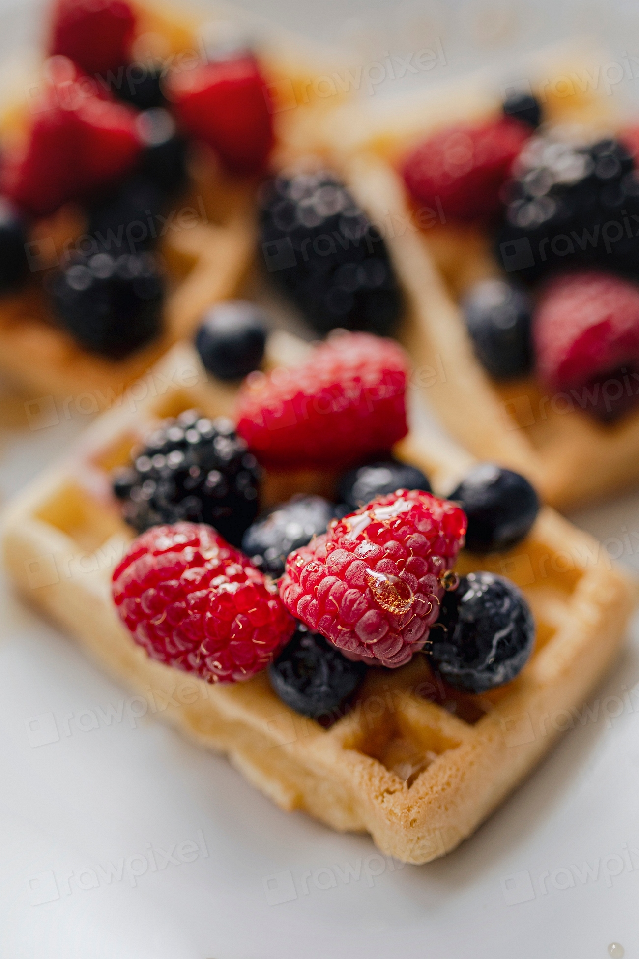 Homemade Waffle With Berries Topping Premium Photo Rawpixel