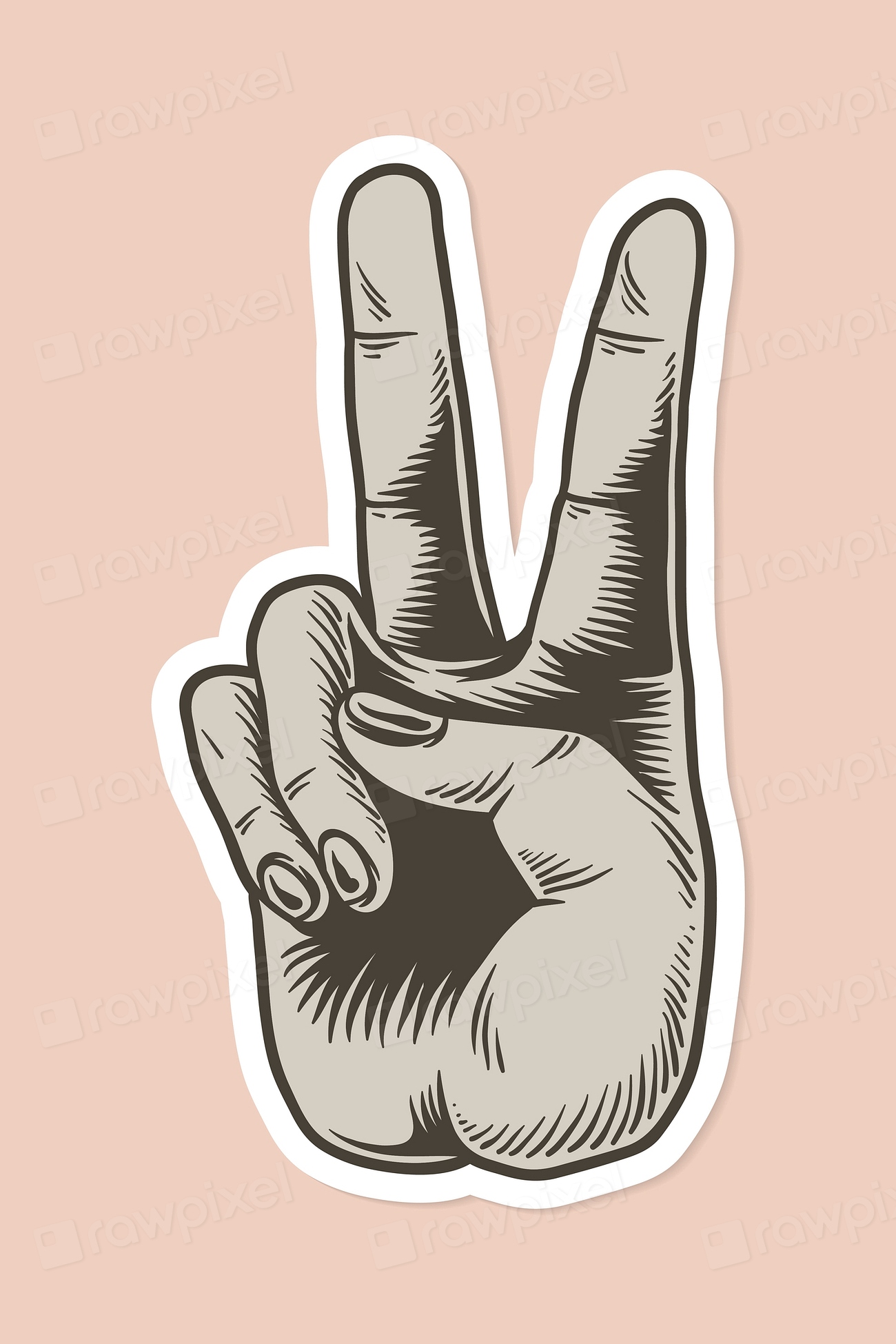 Gray Hand Peace Sign Sticker Premium Vector Rawpixel