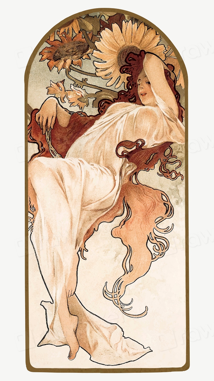 Art Nouveau Nude Woman Vector Premium Vector Illustration Rawpixel