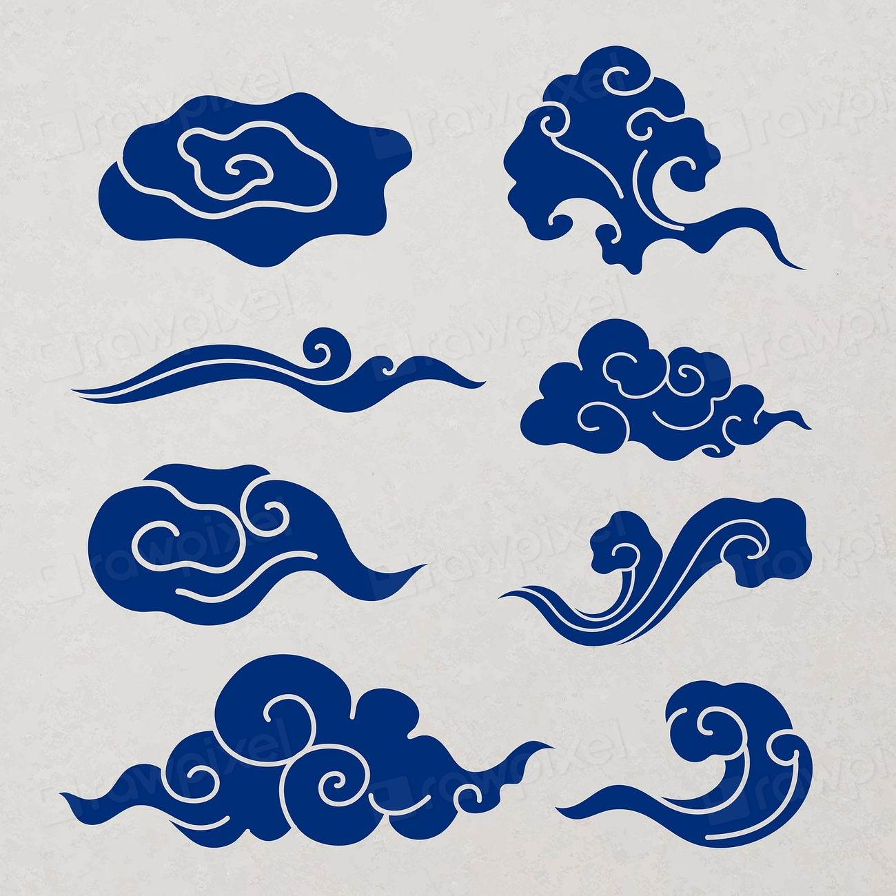 Traditional Cloud Sticker Blue Chinese Premium Vector Rawpixel