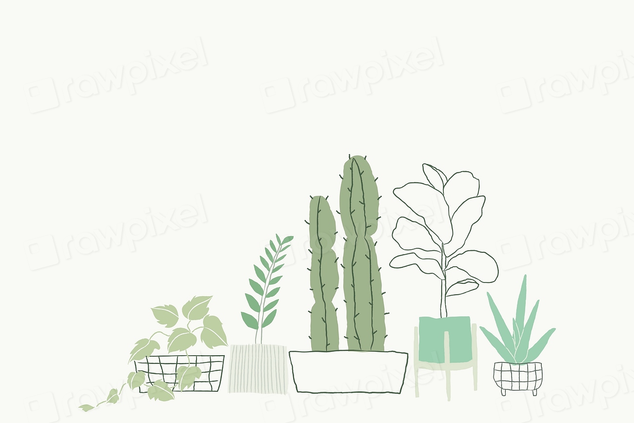 Potted Plant Doodle Vector Background Premium Vector Rawpixel