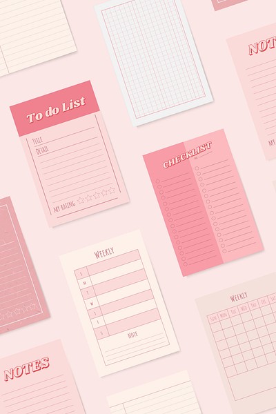 Pink Notepad Planner Set Vector Premium Vector Rawpixel