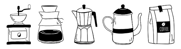 Illustration Coffee Equipment Grinder Dripper Premium Vector