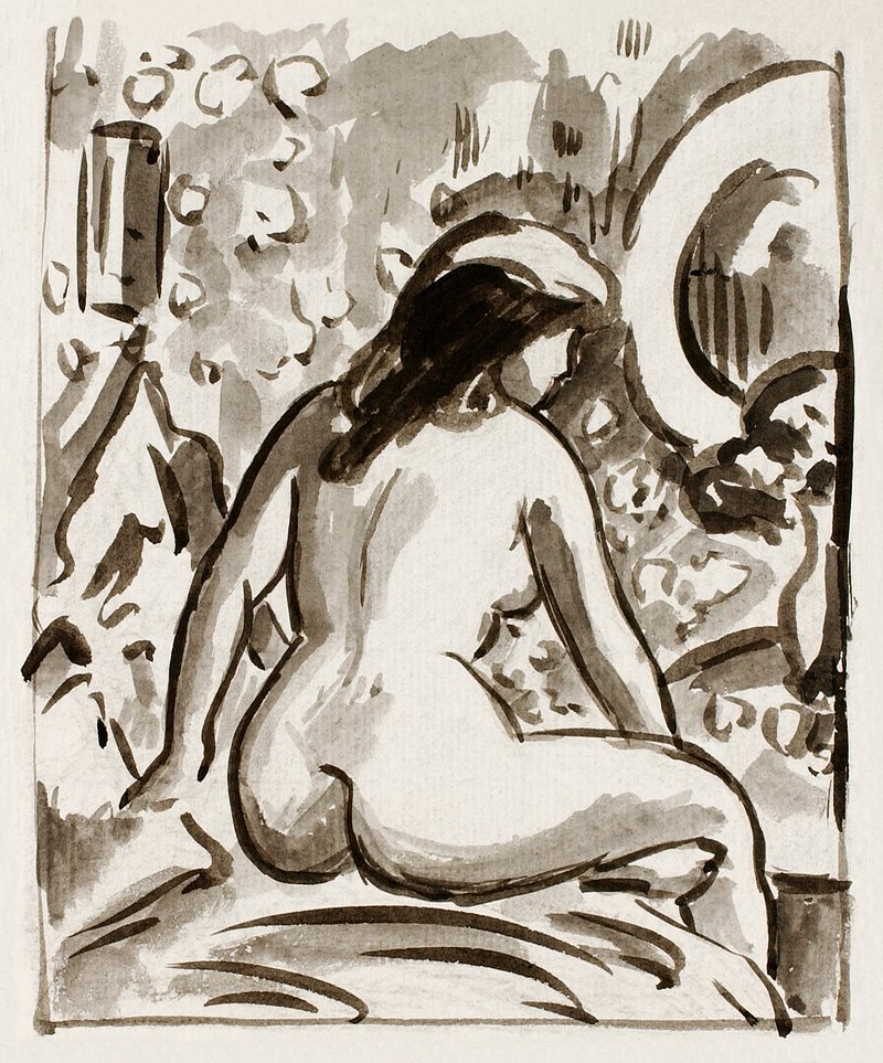 Naked Woman Posing Sexually Vintage Nude Illustration Female Nude On