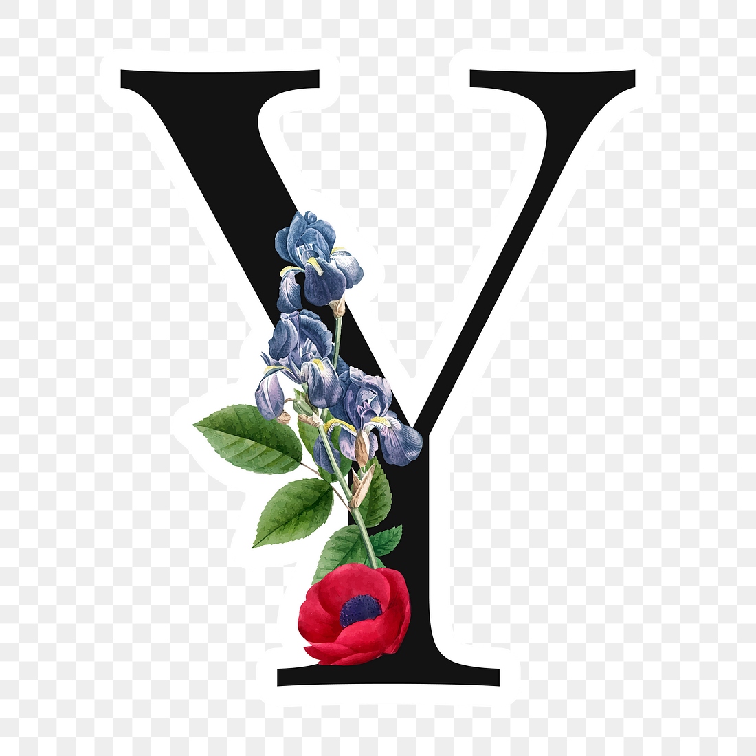 Flower Decorated Capital Letter Y Premium Png Sticker Rawpixel