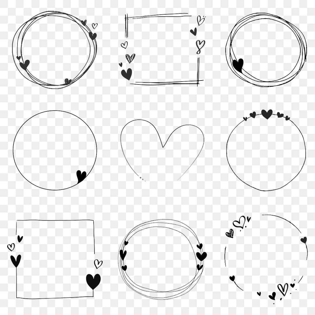 Doodle Love Frame Collection Transparent Premium PNG Rawpixel