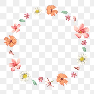 Round Mixed Flowers Frame Patterned Premium Png Rawpixel