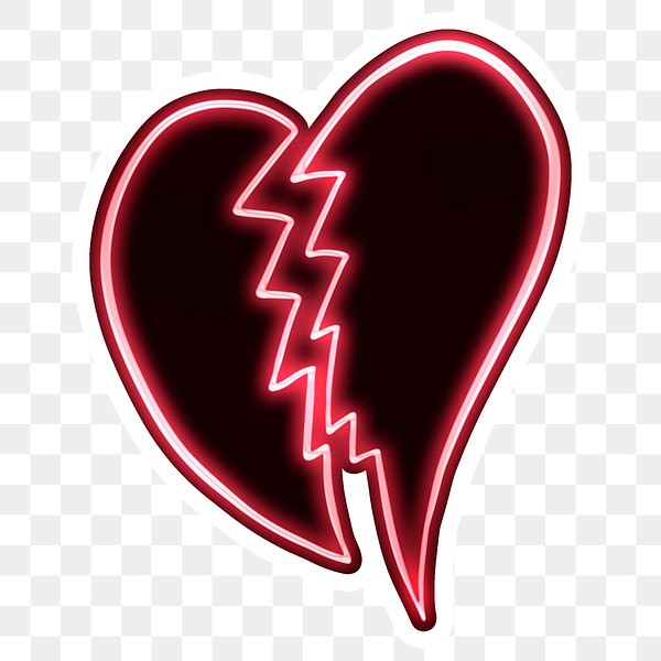 Neon Red Broken Heart Sticker Premium PNG Sticker Rawpixel