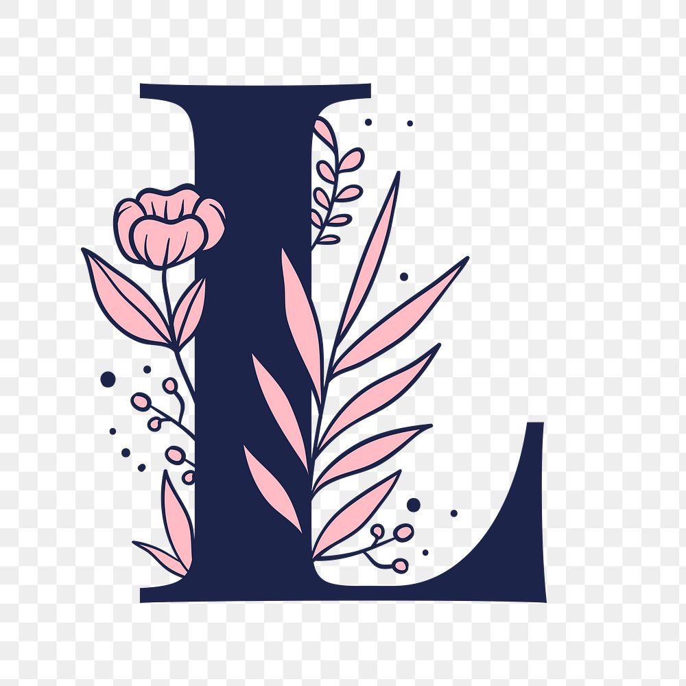 Png Letter L Floral Font Premium Png Sticker Rawpixel