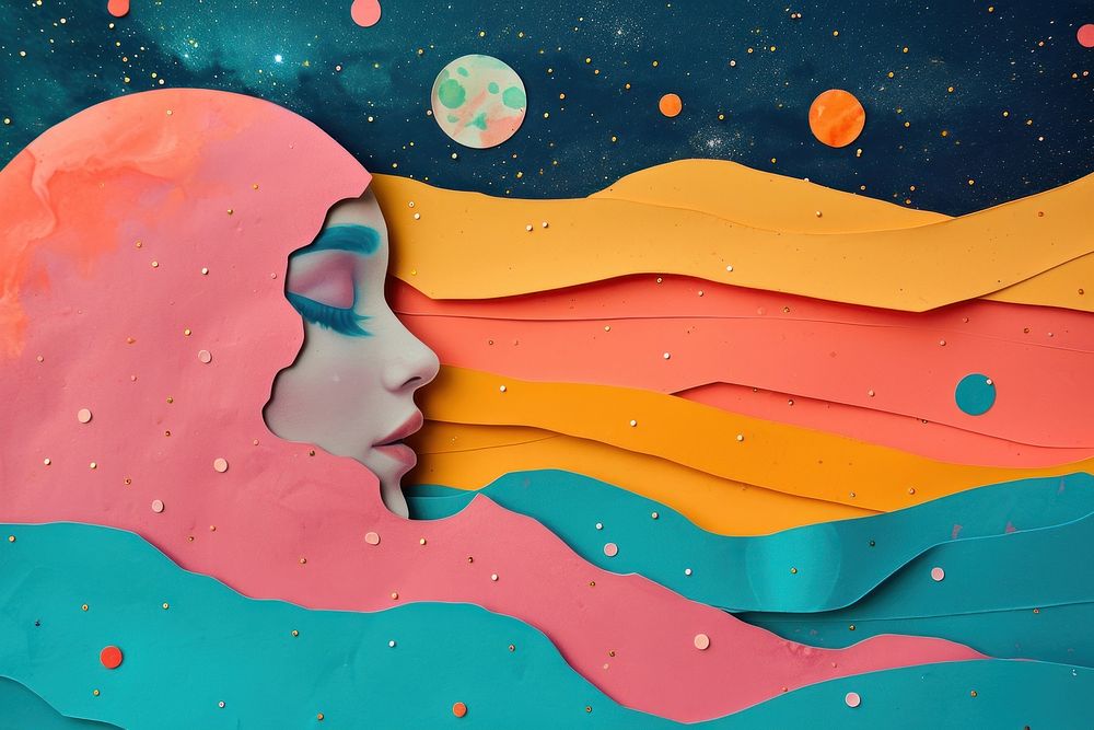 Minimal Collage Retro Dreamy Galaxy Free Photo Illustration Rawpixel