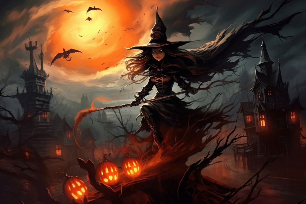 Witch Halloween Jack O Lantern Representation Ai Free Photo