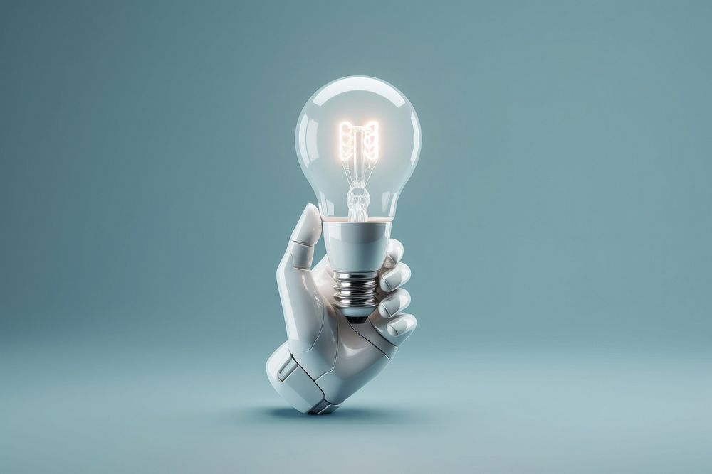 D Robot Hand Holding Lightbulb Free Photo Rawpixel