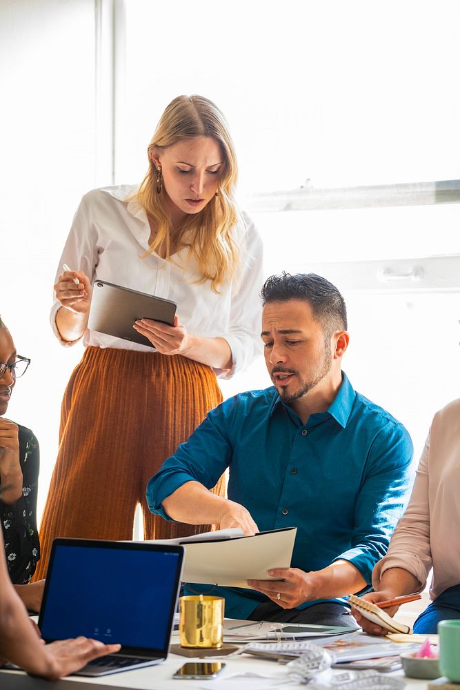 Group Professionals Collaborating Bright Office Free Photo Rawpixel