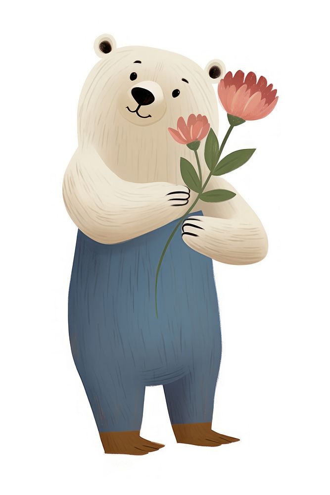 Bear Holding Flower Ai Generated Free Photo Illustration Rawpixel