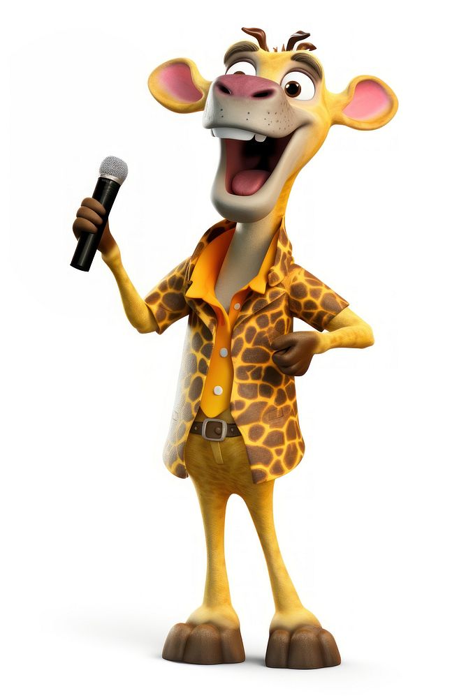 Cartoon Giraffe Singing Figurine Mammal Free Photo Illustration