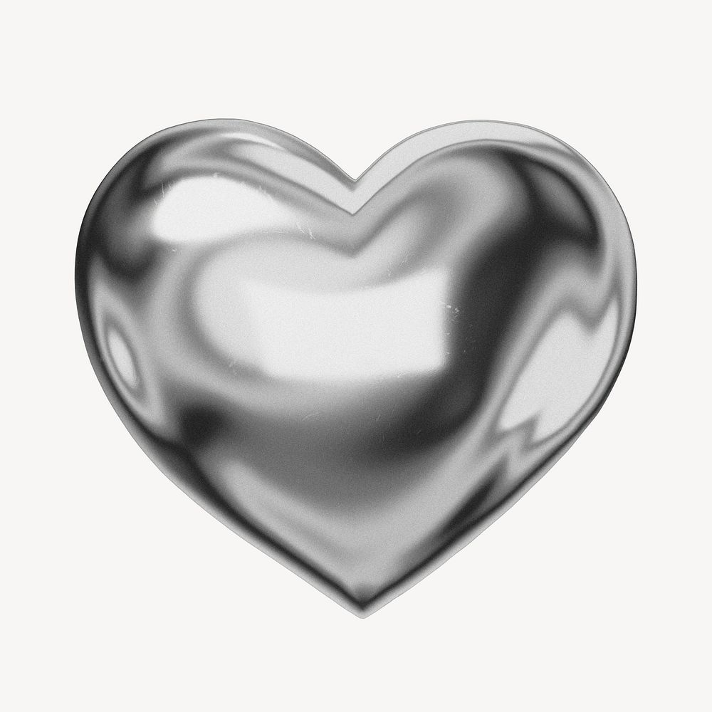 Silver Metallic Heart 3D Valentine S Premium Photo Rawpixel