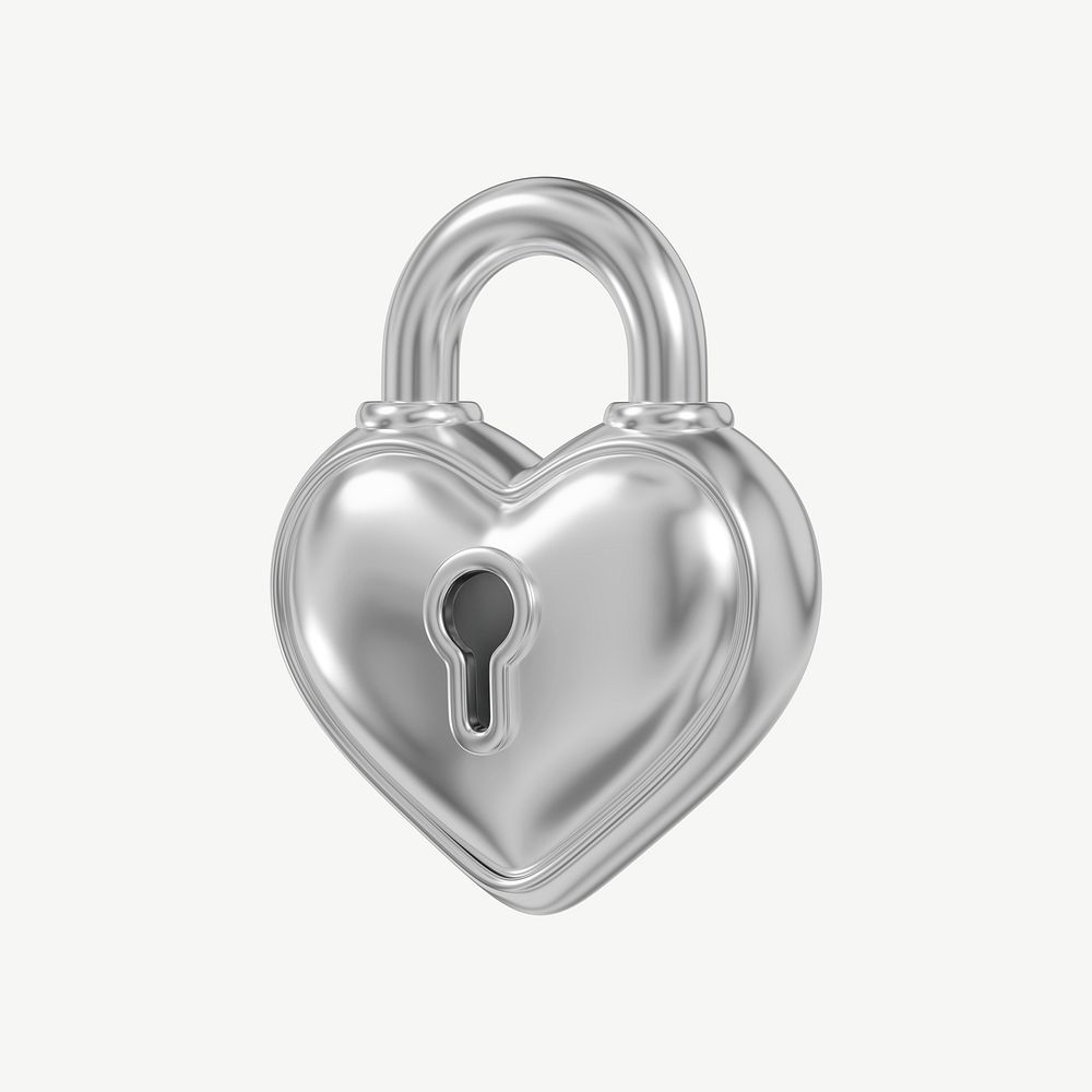 Silver Heart Padlock 3D Valentine S Premium PSD Rawpixel