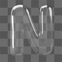 Letter N png 3D bubble alphabet, transparent background