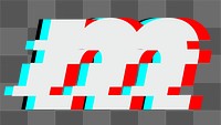 Letter m png glitch alphabet, transparent background
