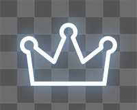 Crown icon png white blue neon shape, transparent background