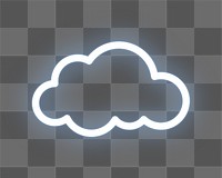 Cloud icon png white blue neon shape, transparent background