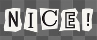 Nice  png word in black&white papercut, transparent background
