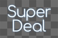Super deal png blue neon word, transparent background