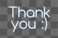 Thank you :) png blue neon word, transparent background