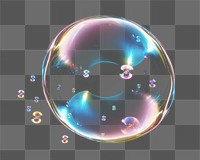 PNG isolated single bubble effect, transparent background 