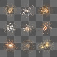 PNG firework effect element set, transparent background