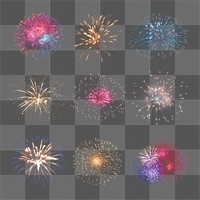 PNG firework effect element set, transparent background