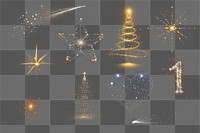 PNG sparkling effect element set, transparent background