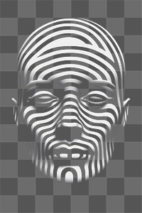 PNG Mind bending flat line illusion of a head portrait black white.