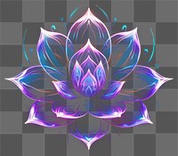 PNG Neon lotus pattern purple flower.