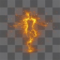 PNG Holographic human figure light shimmering futuristic.