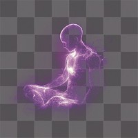 PNG Holographic human figure light purple person.