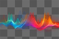 PNG Multi colored sound wave pattern light illuminated.