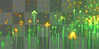 PNG Glowing arrows pointing upwards green background financial.