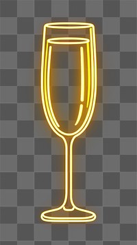 PNG Yellow champagne glass drink neon sign.