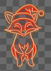 PNG Fox wearing santa hat neon christmas holiday.