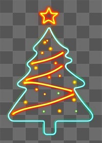 PNG Real christmas tree icon lights holiday neon.