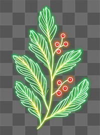 PNG Green pine leaves lights neon christmas.