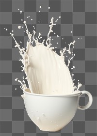PNG  Cream pot with splash dairy drink white.