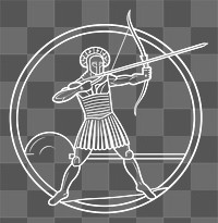PNG Greek archery icon representation creativity monochrome.