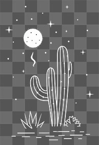 PNG Cactus drawing sketch night.