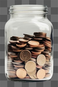 PNG Coin in the jar investment copy space container. AI generated Image by rawpixel.