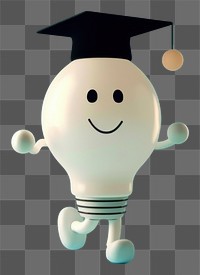 PNG 3d light bulb character graduation cartoon anthropomorphic.